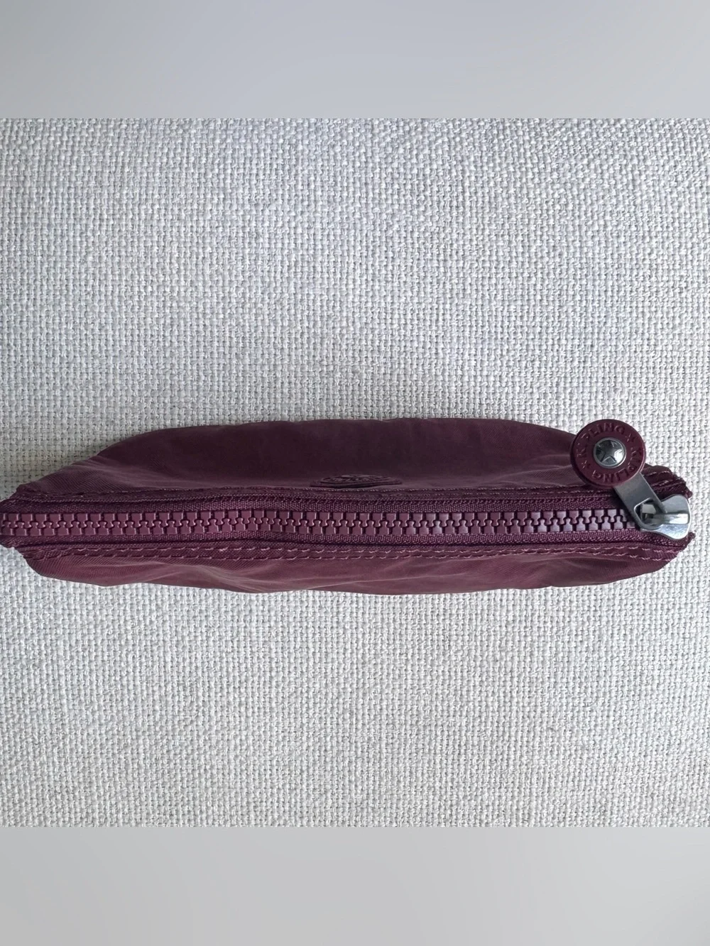 Kipling Creativity Large Maroon Pouch with Embossed Logo